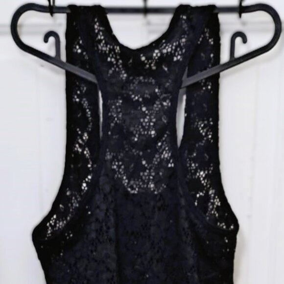 New Beautiful Casual Formal Halter Lace Black Tank Top - Picture 2 of 3